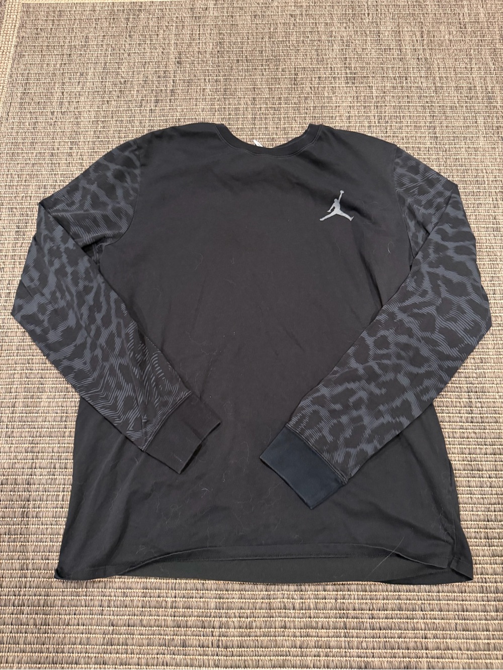 Jordan Black Long-Sleeve Crew with Elephant Print